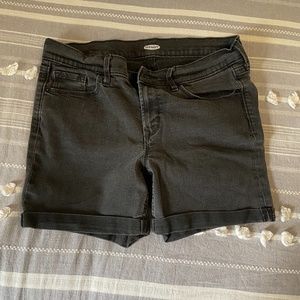 Black denim shorts